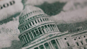 An image of the U.S. Capitol building on a 50 dollar bill
