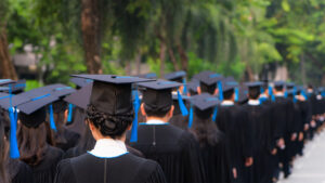 Graduates in black robes