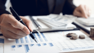 Person looking at stock charts