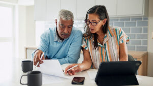 Couple looking at paperwork