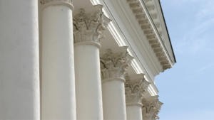 White building pillars
